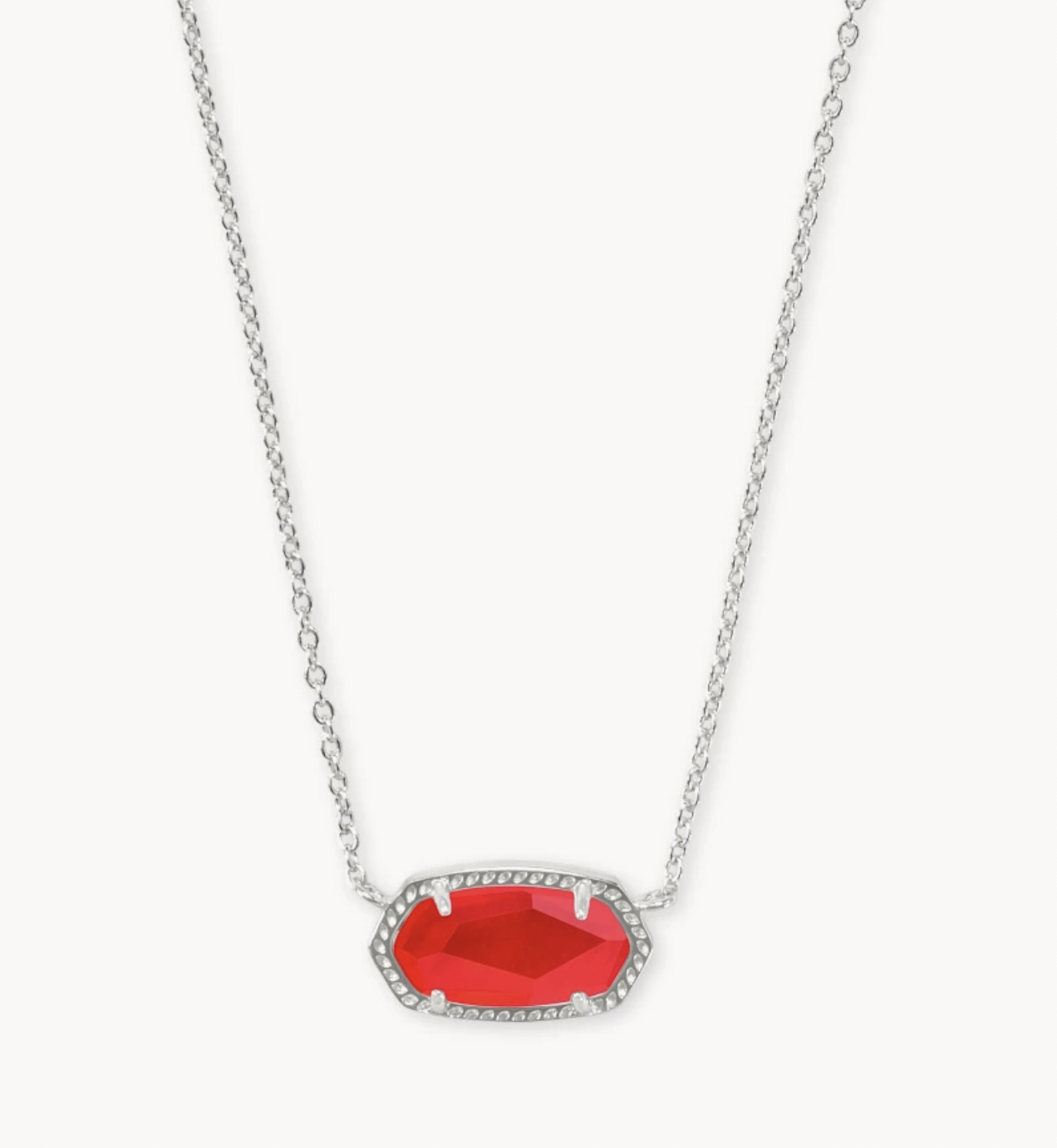 Elisa Short Pendant Necklace Rhodium Red Illusion