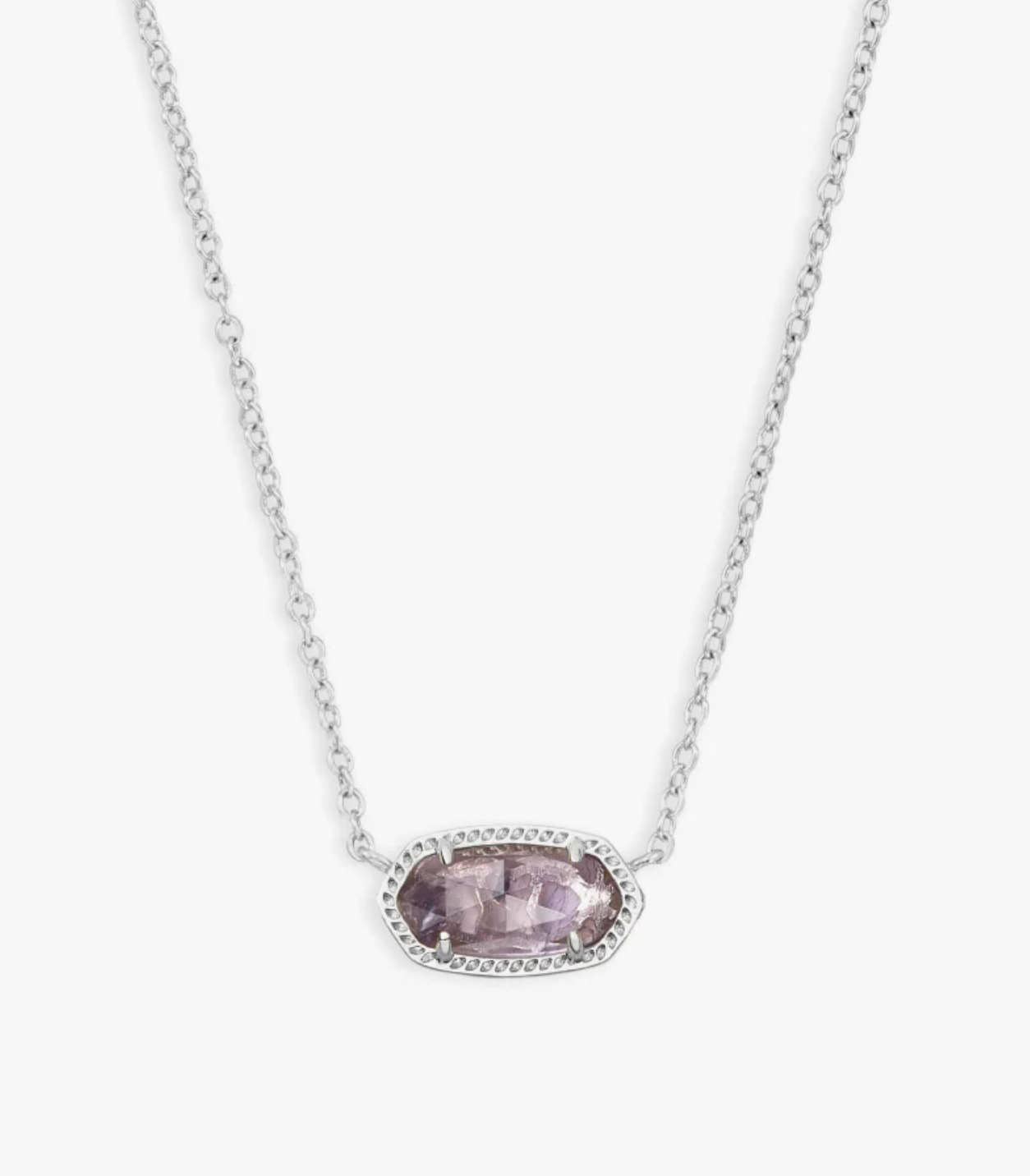 Elisa Short Pendant Necklace Rhodium Purple Amethyst