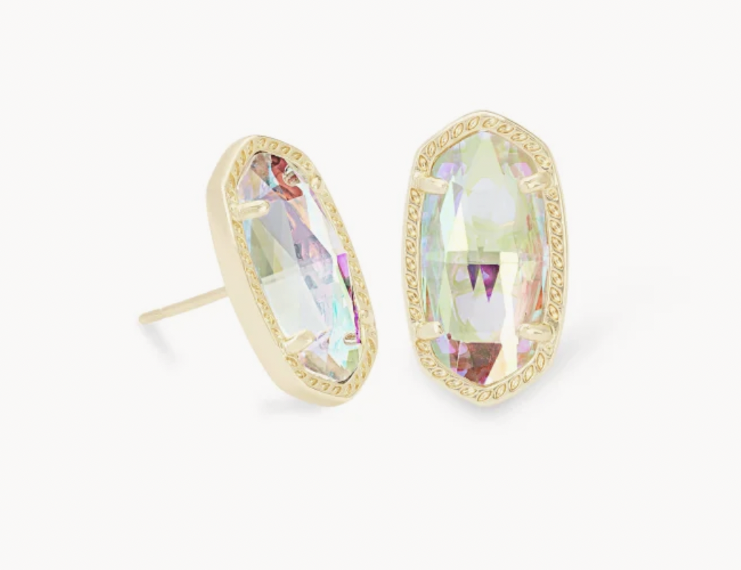 Ellie Stud Earrings Gold Dichroic Glass