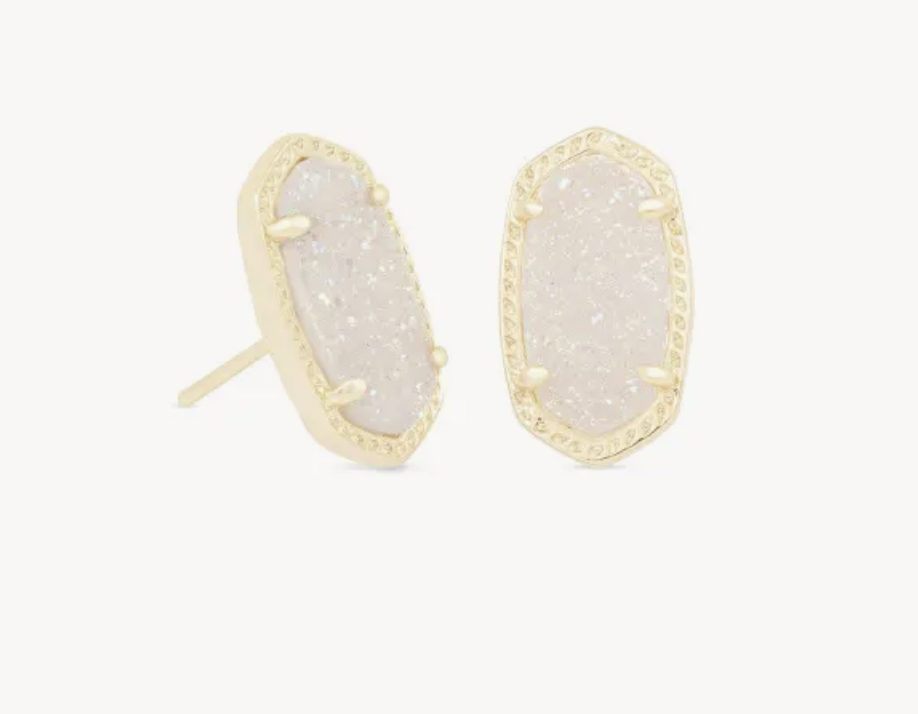 Ellie Stud Earrings- Gold Iridescent Drusy