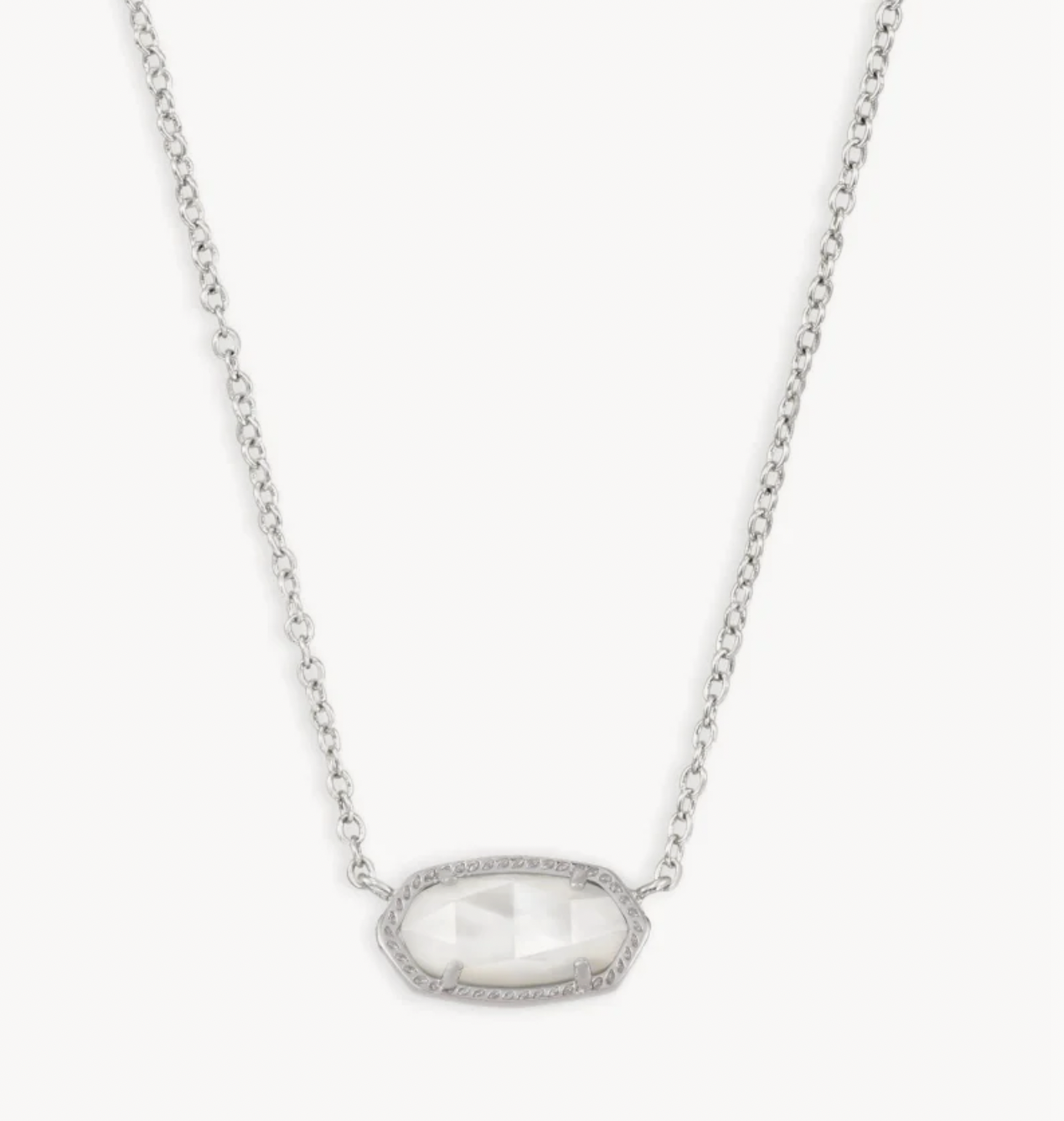 Elisa Short Pendant Necklace Rhodium Ivory Mother of Pearl