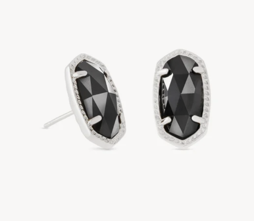 Ellie Stud Earrings Rhodium Black