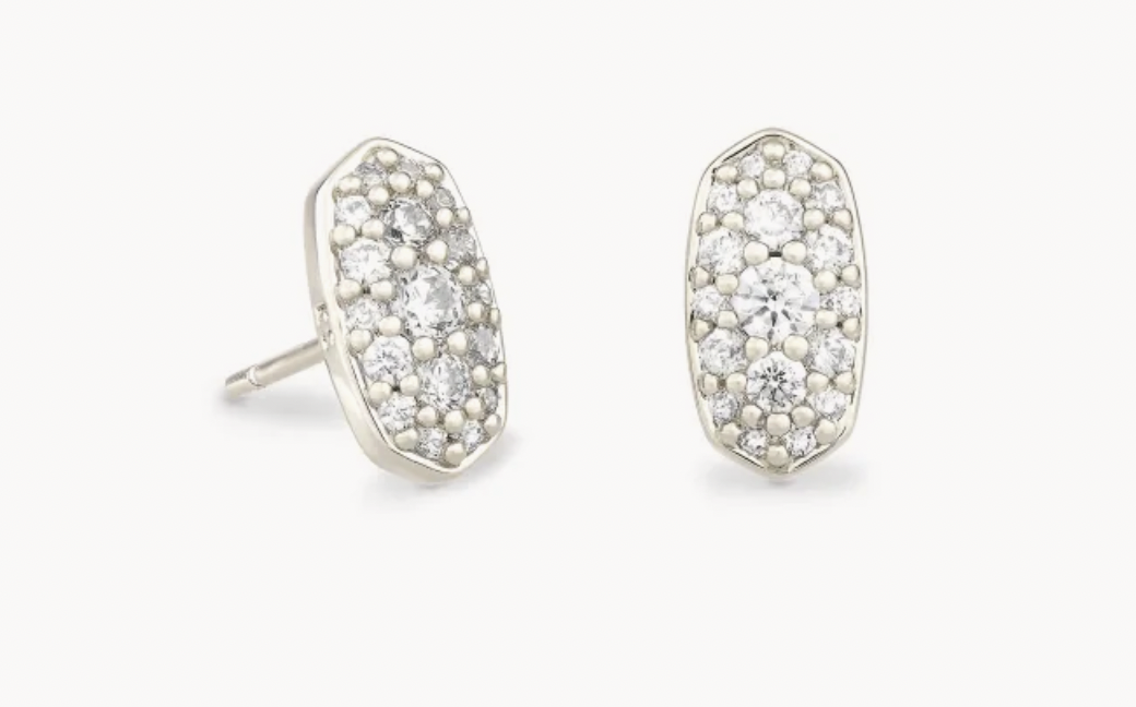 Grayson Crystal Stud Rhod White Earrings Kendra Scott