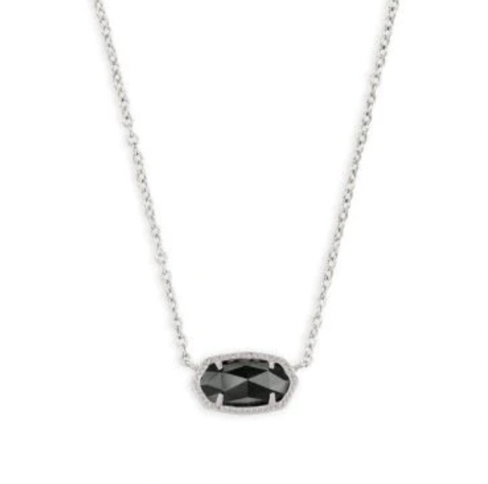 Elisa Short Pendant Necklace Rhodium Black