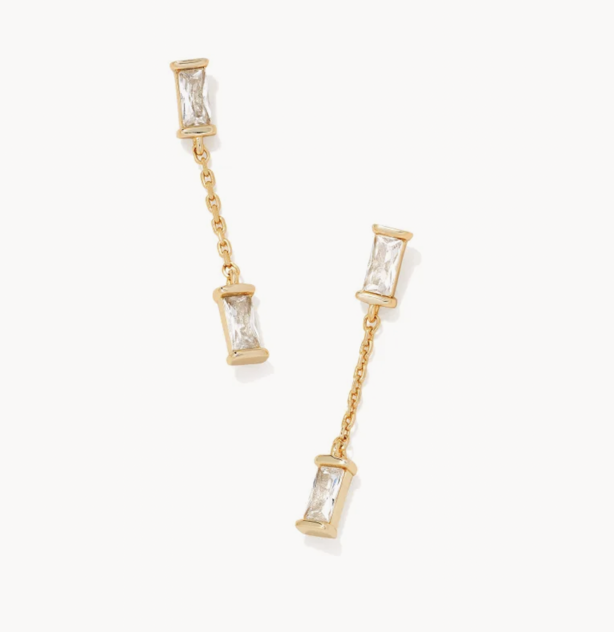 Juliette Drop Earrings Gold White Crystal