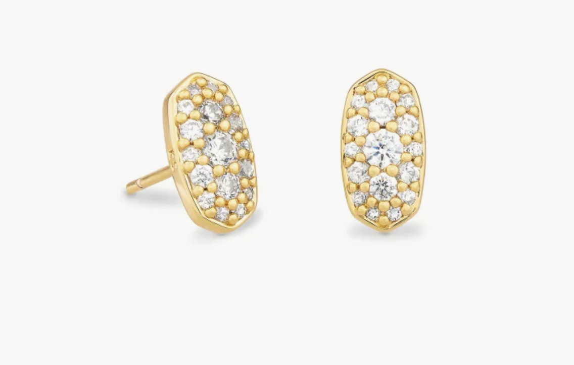 Grayson Crystal Stud Gold White Earrings Kendra Scott
