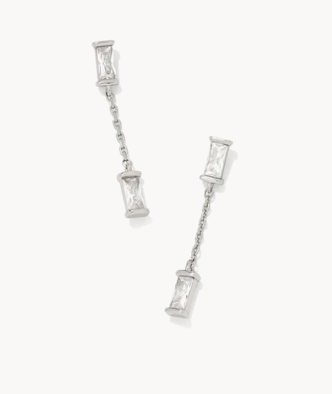 Juliette Drop Earrings Rhodium White Crystal