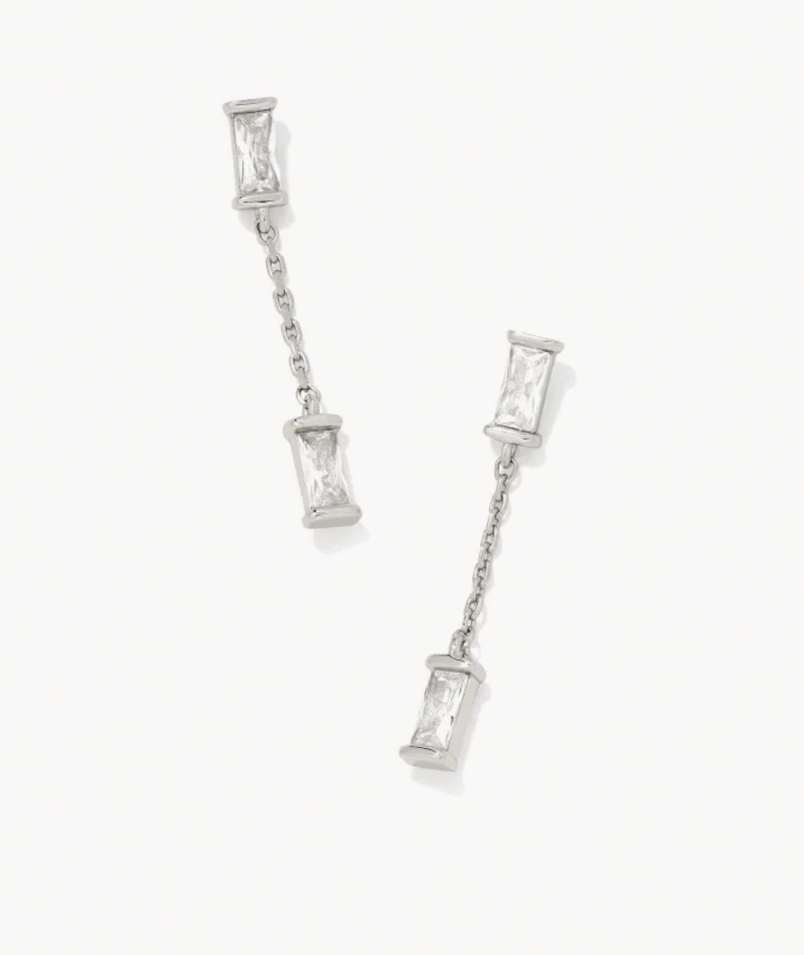 Juliette Drop Earrings- Rhodium White Crystal