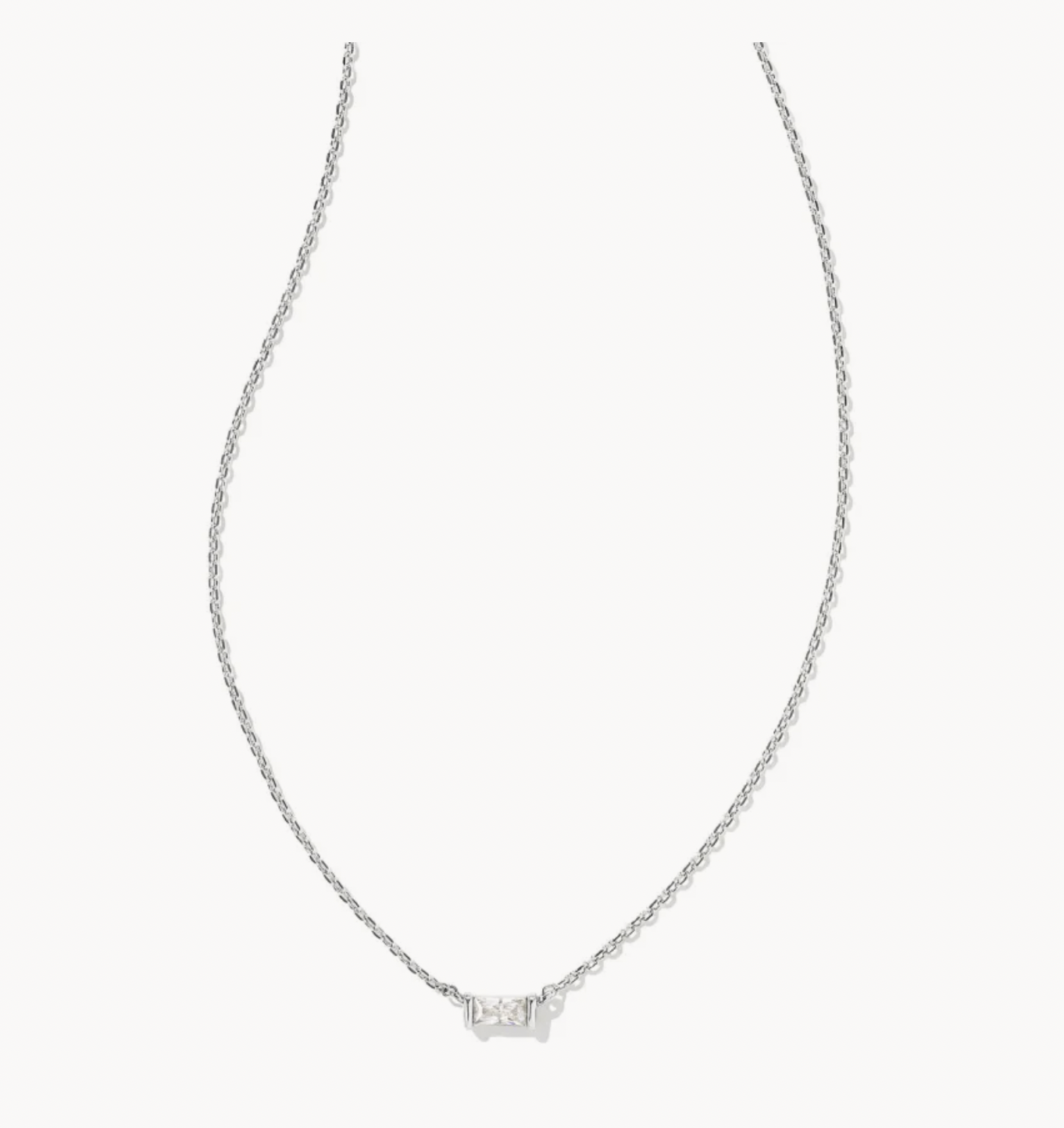 Juliette Pendant Necklace Rhodium White Crystal