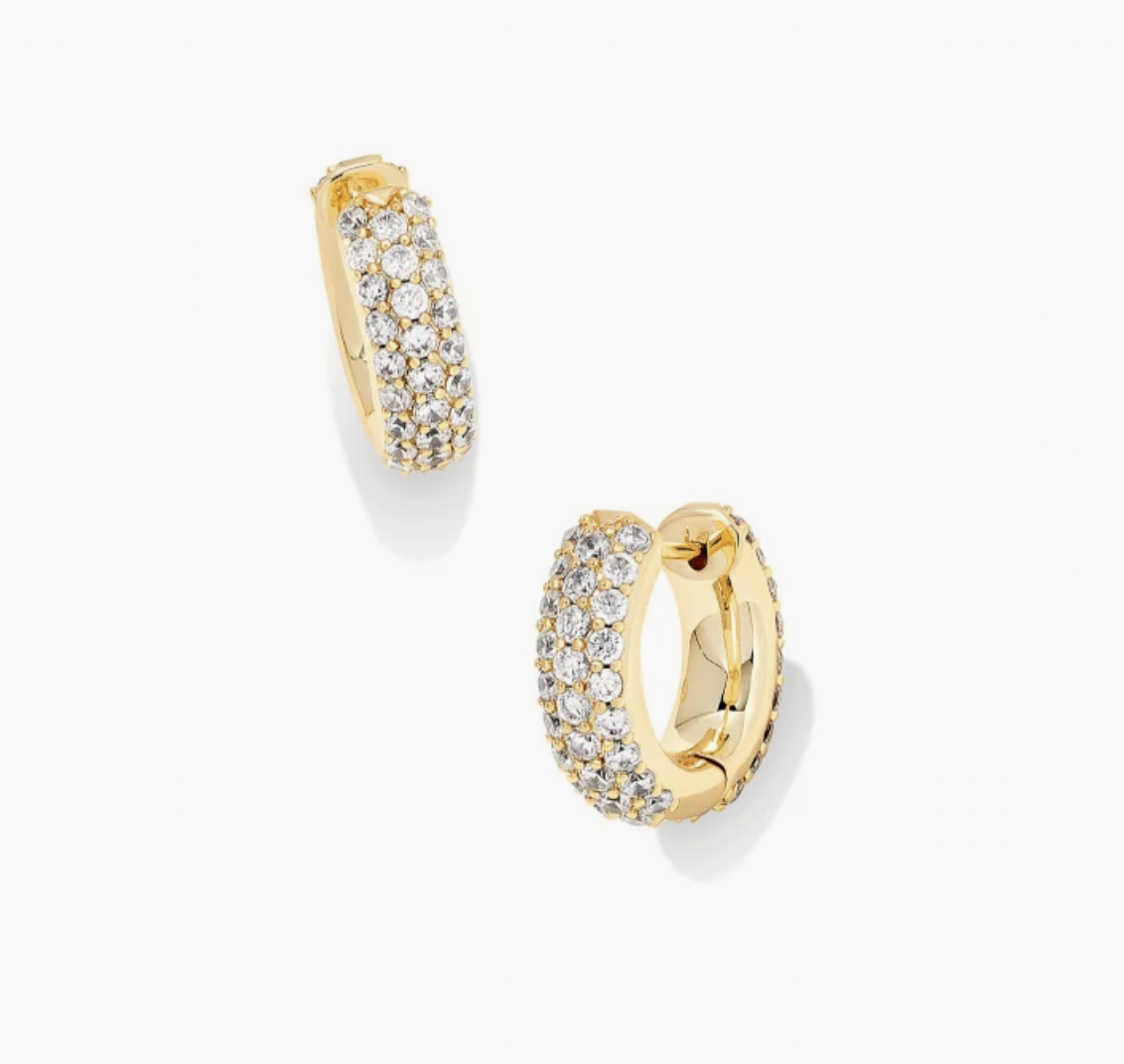 Kendra Scott Mikki Pave Huggie Earring- Gold Metal