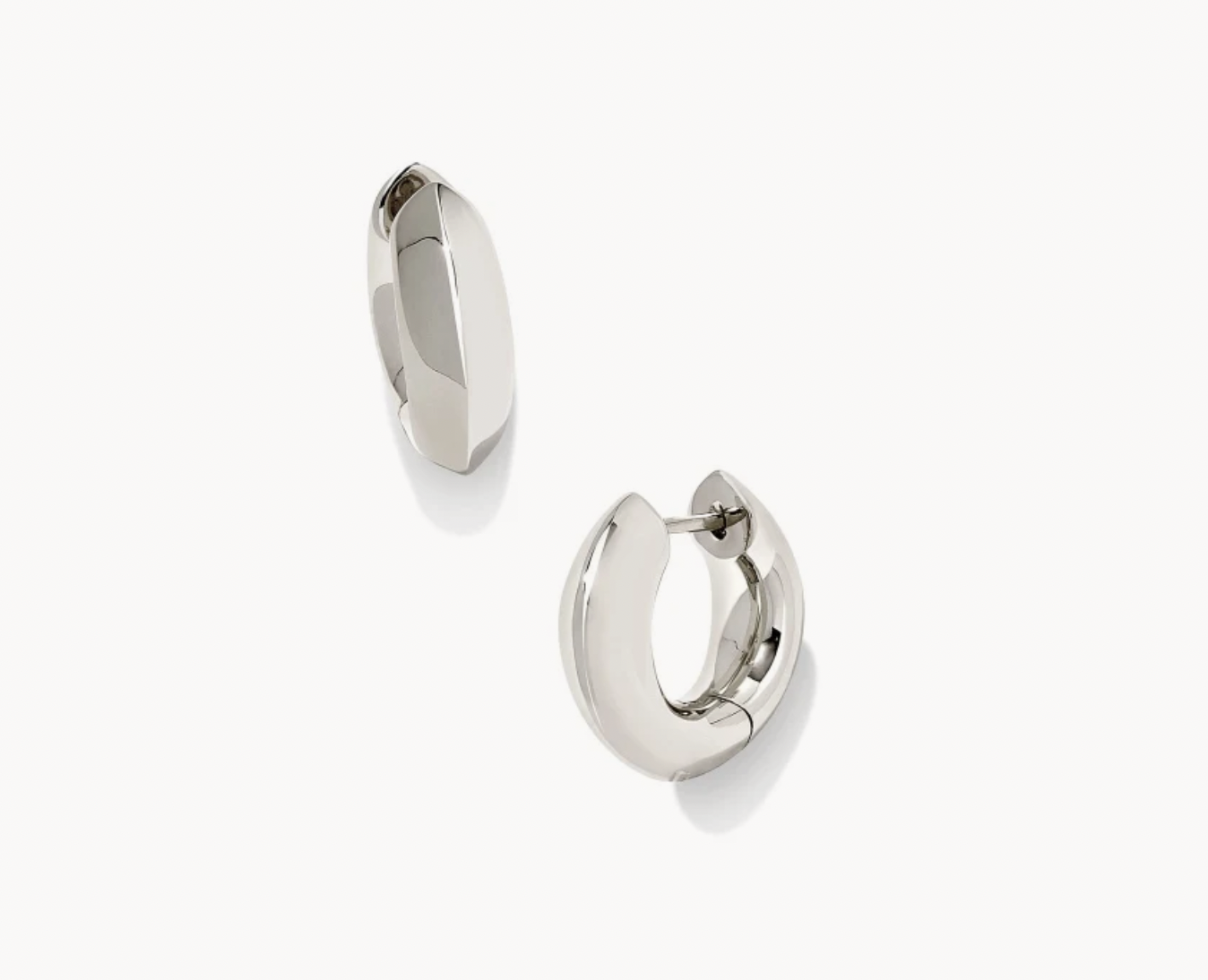 Mikki Metal Huggie Earring  Rhodium Polished Metal