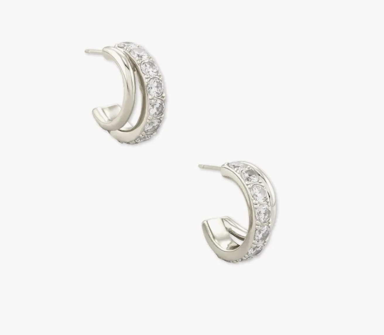 Livy Huggie Earrings Rhodium Metal