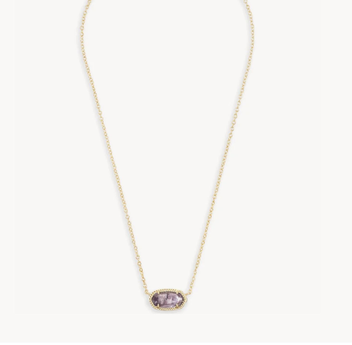Elisa Short Pendant Necklace- Gold Purple Amethyst