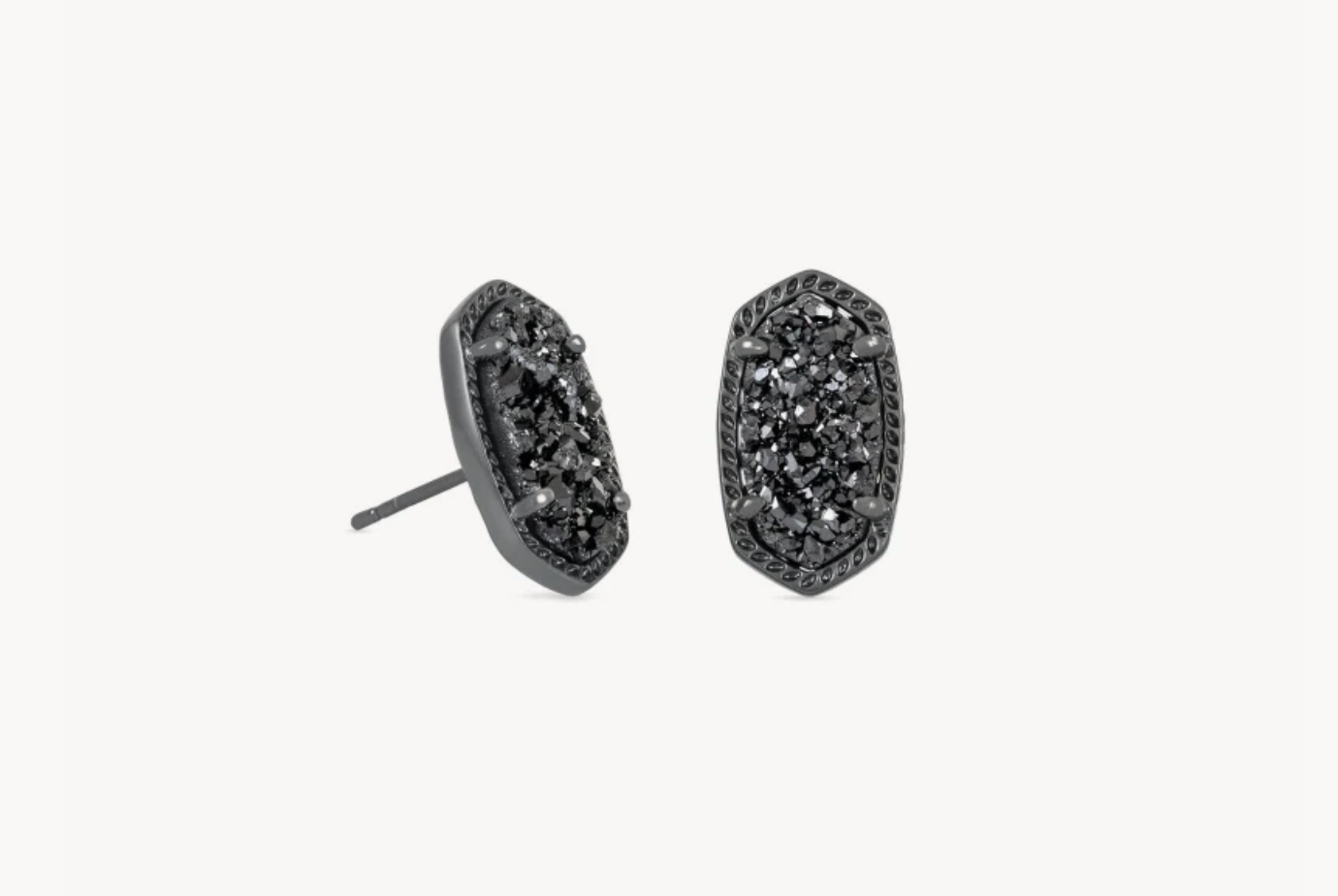 Ellie Gunmetal Black Drusy Stud Earrings Kendra Scott