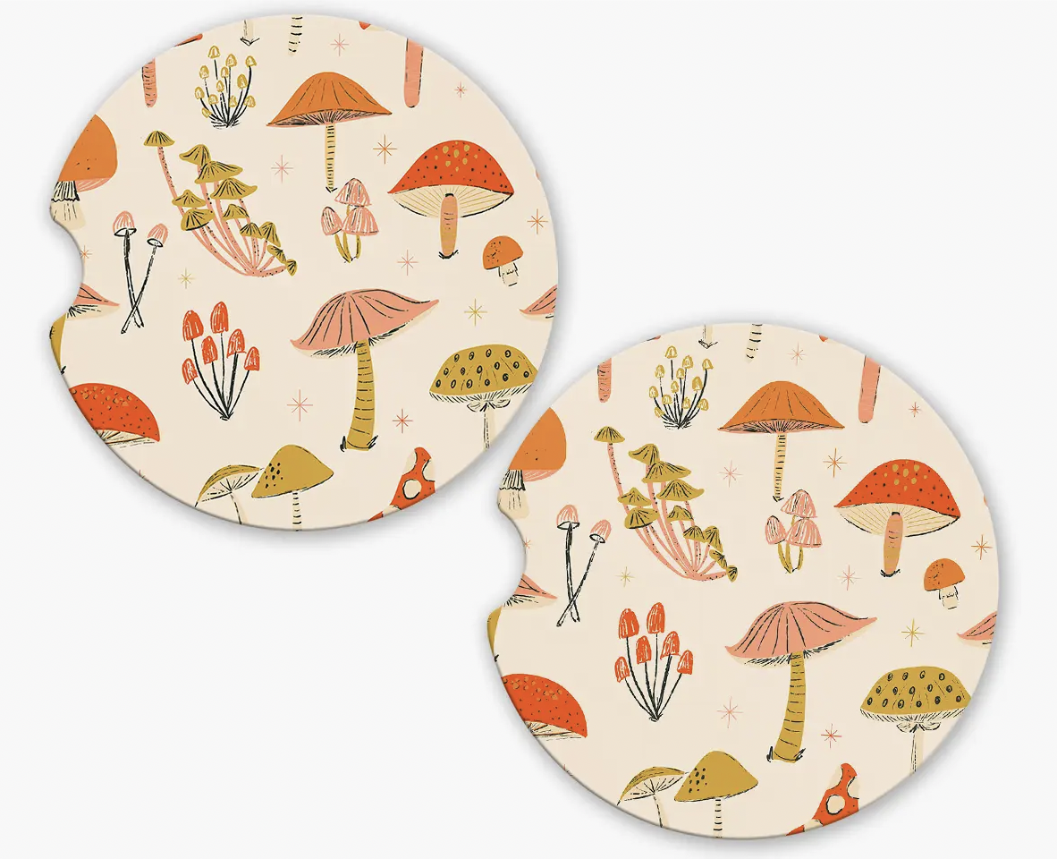 Whimsey Red Shrooms Car Coaster