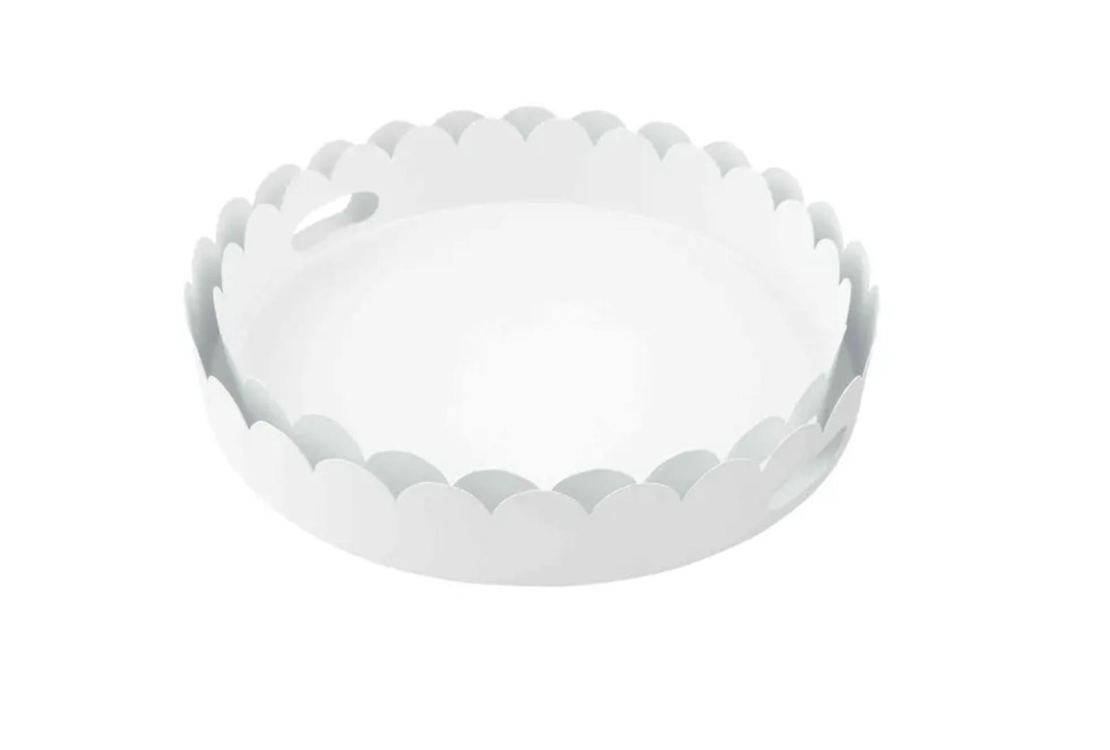 Scalloped White Metal Tray- Small