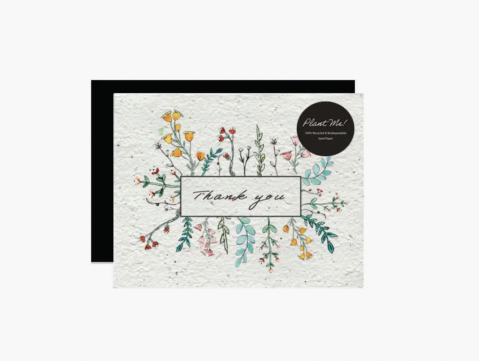 Wildflower Seed Paper Card- Forrest Green Thank You