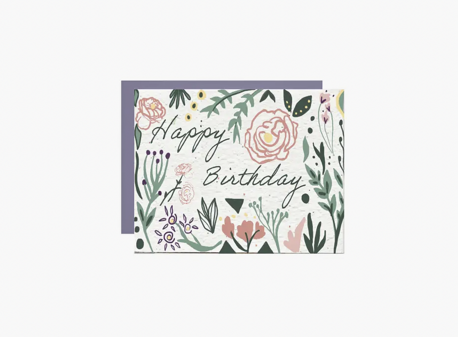 Wildflower Seed Paper Card- Purple Happy Birthday