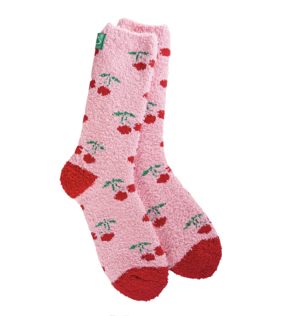 World's Softest Fuzzy Socks- Cherries