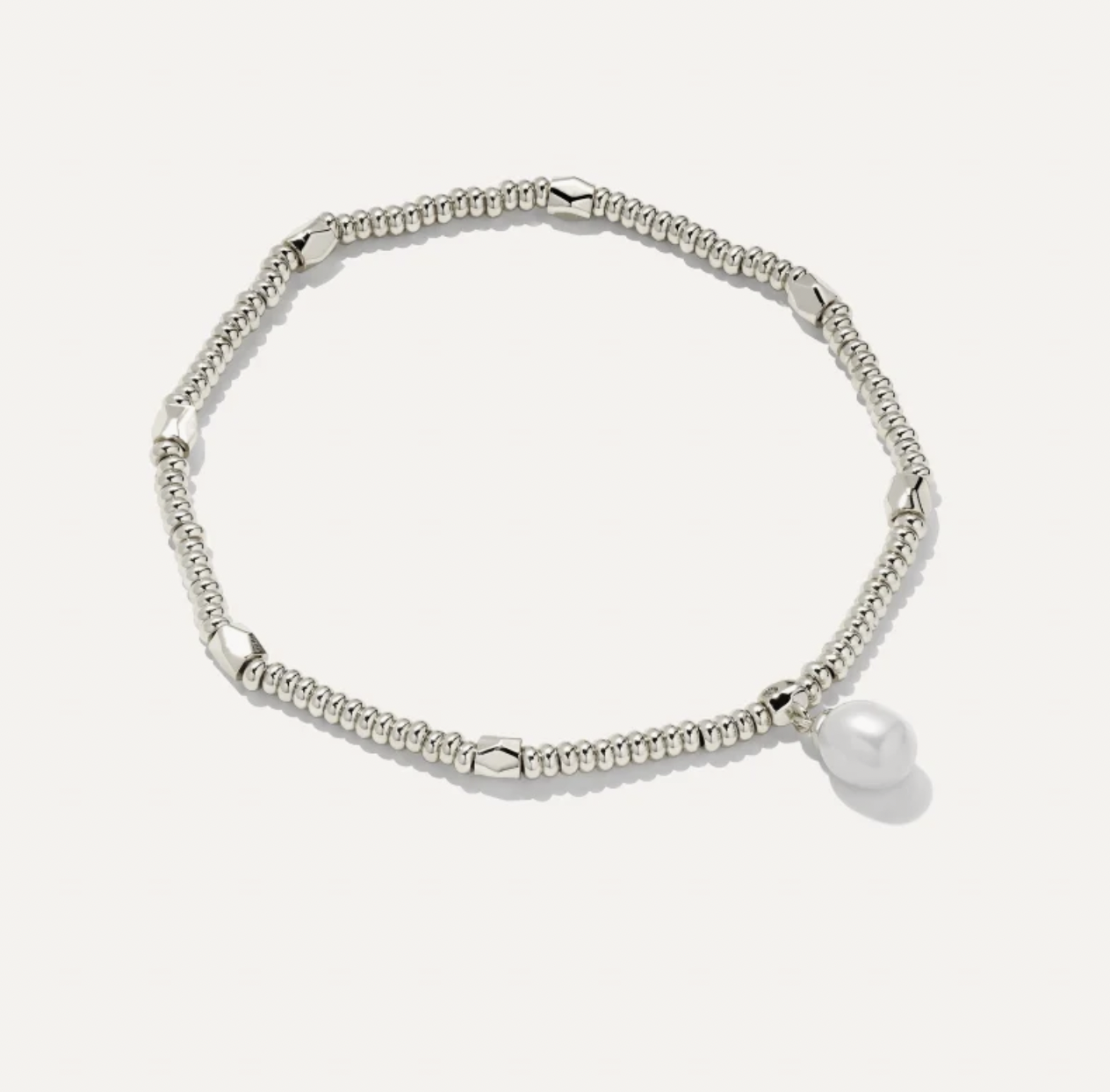 Lindsay Stretch Bracelet Rhod White Pearl