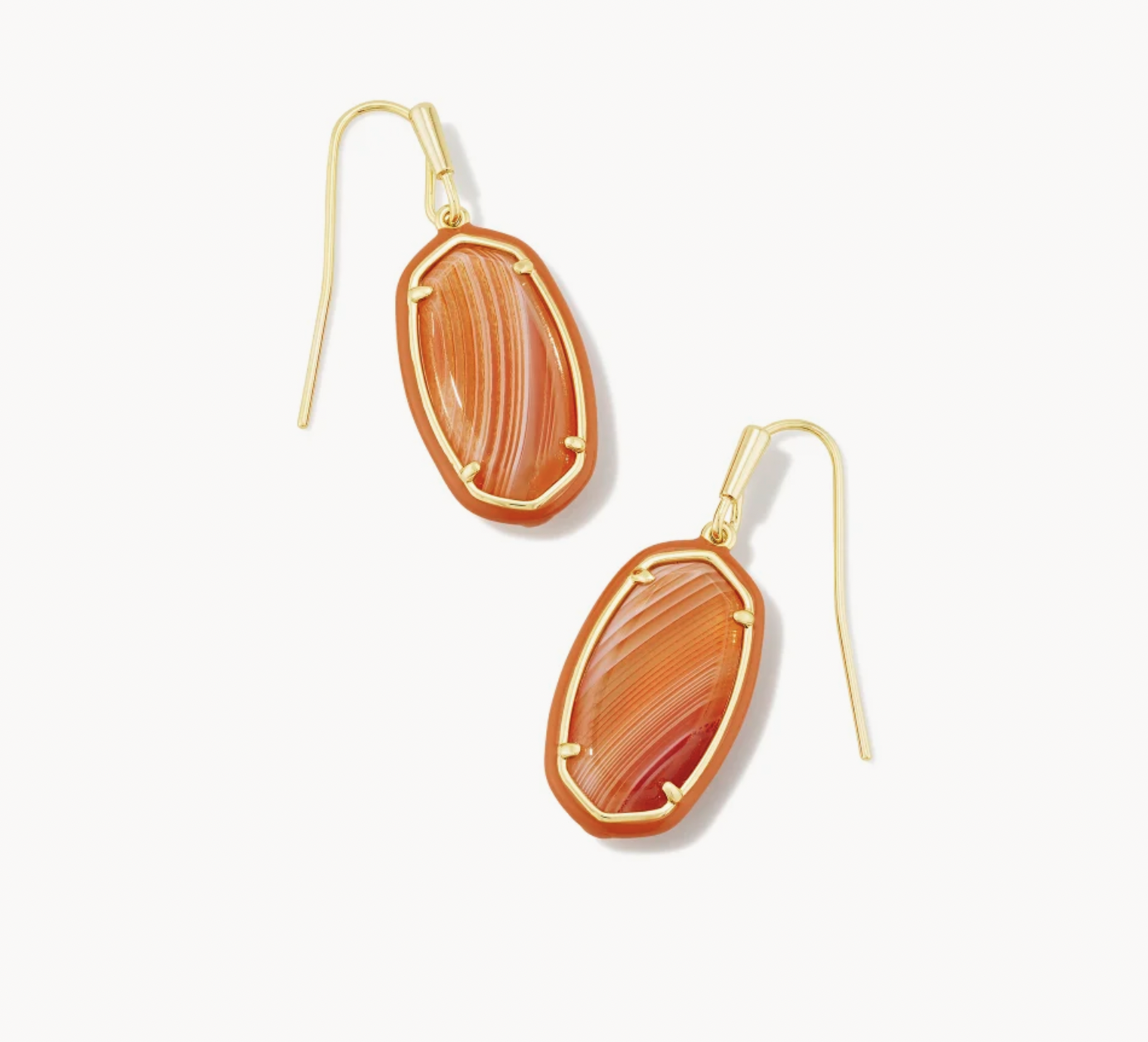 Dani Orange Gold Banded Drop Earrings