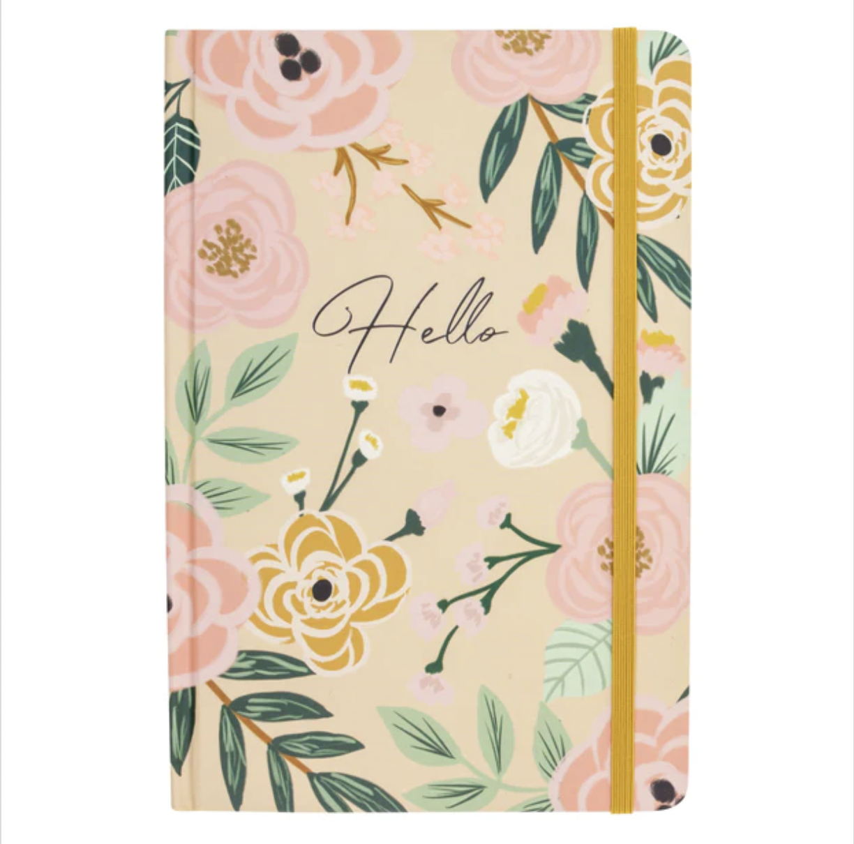 "Hello" Journal Floral Mustard Print