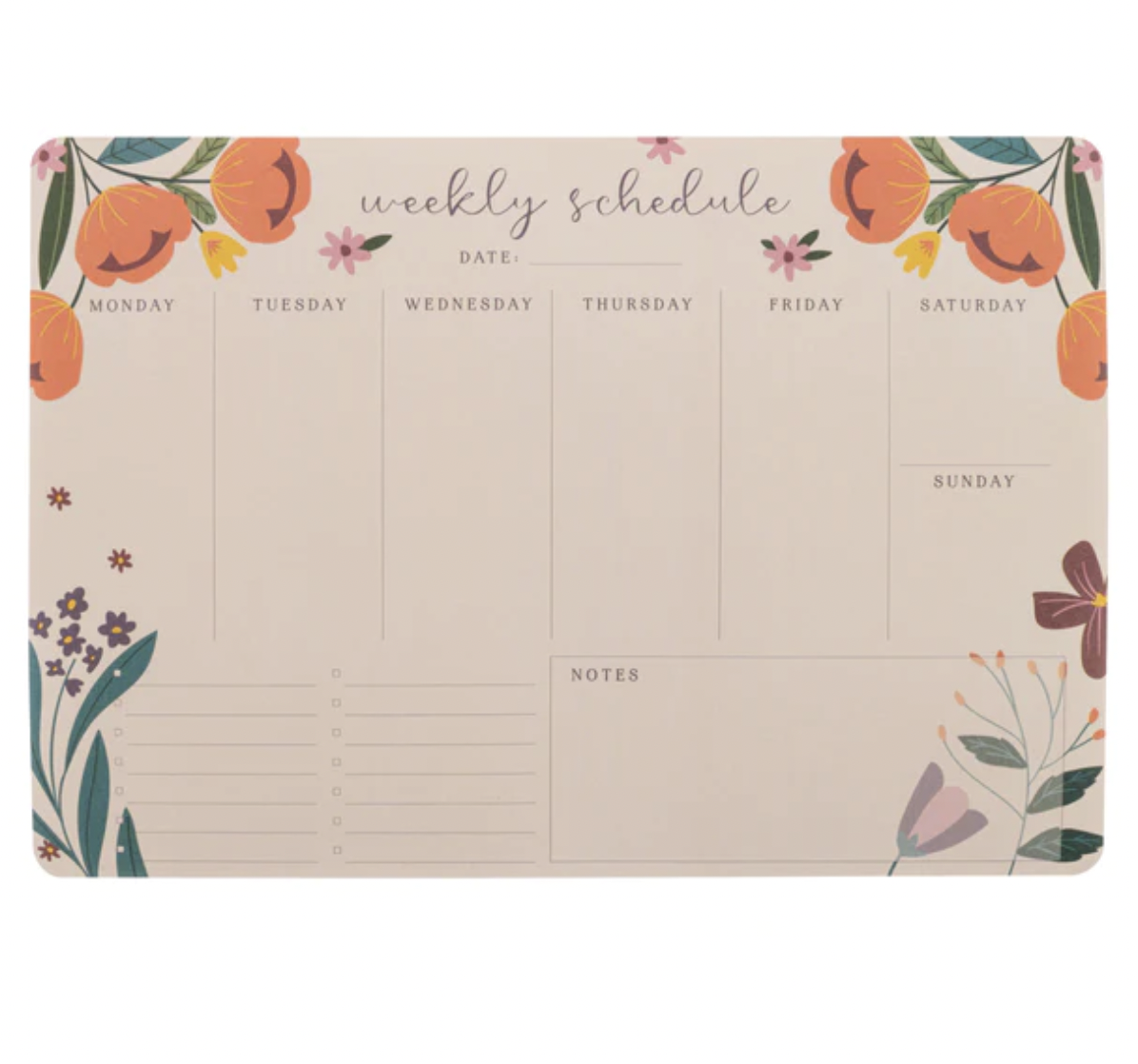 Weekly Desk Planner-Sunset Floral