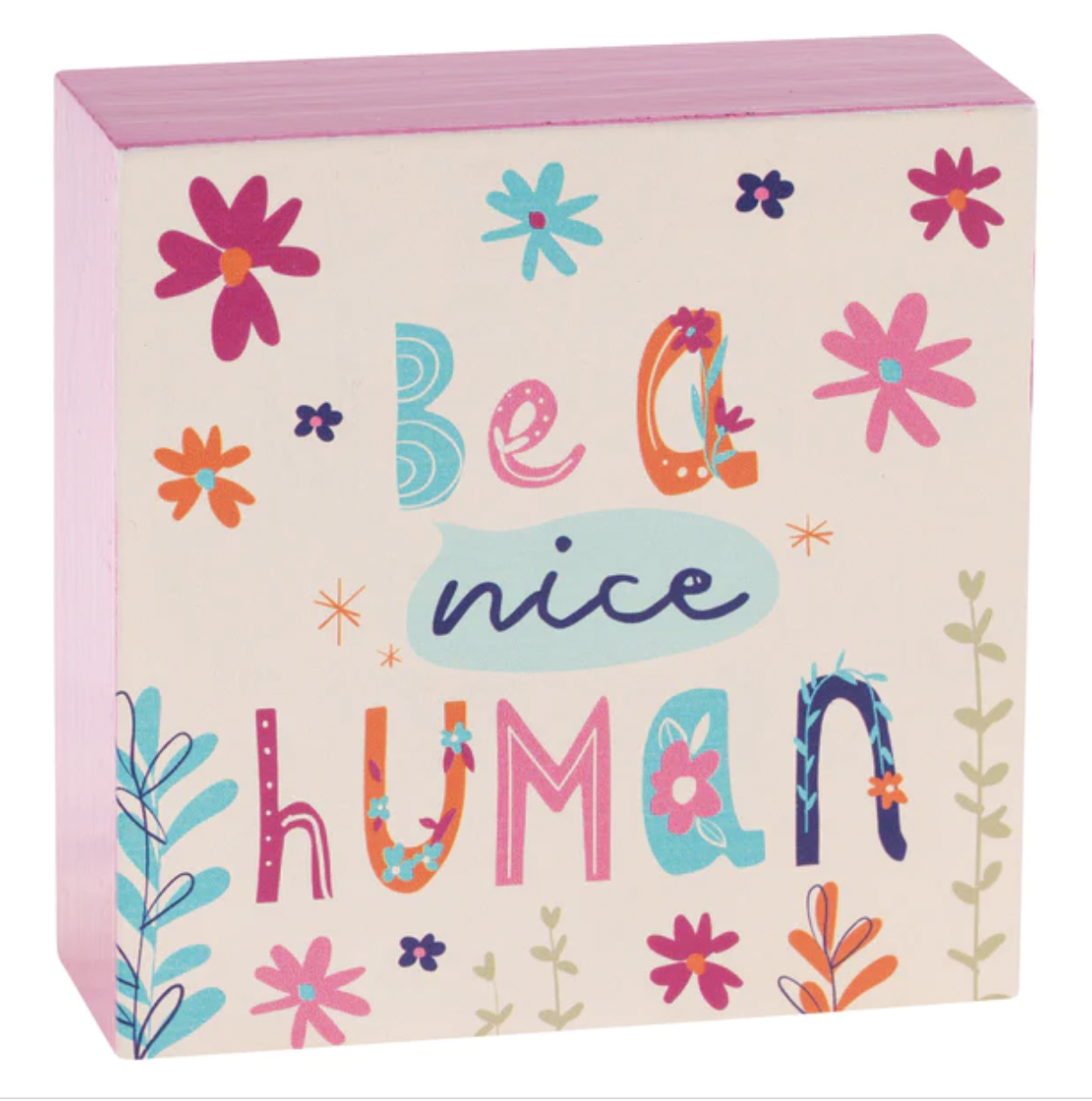 "Be A Nice Human" Wood Block