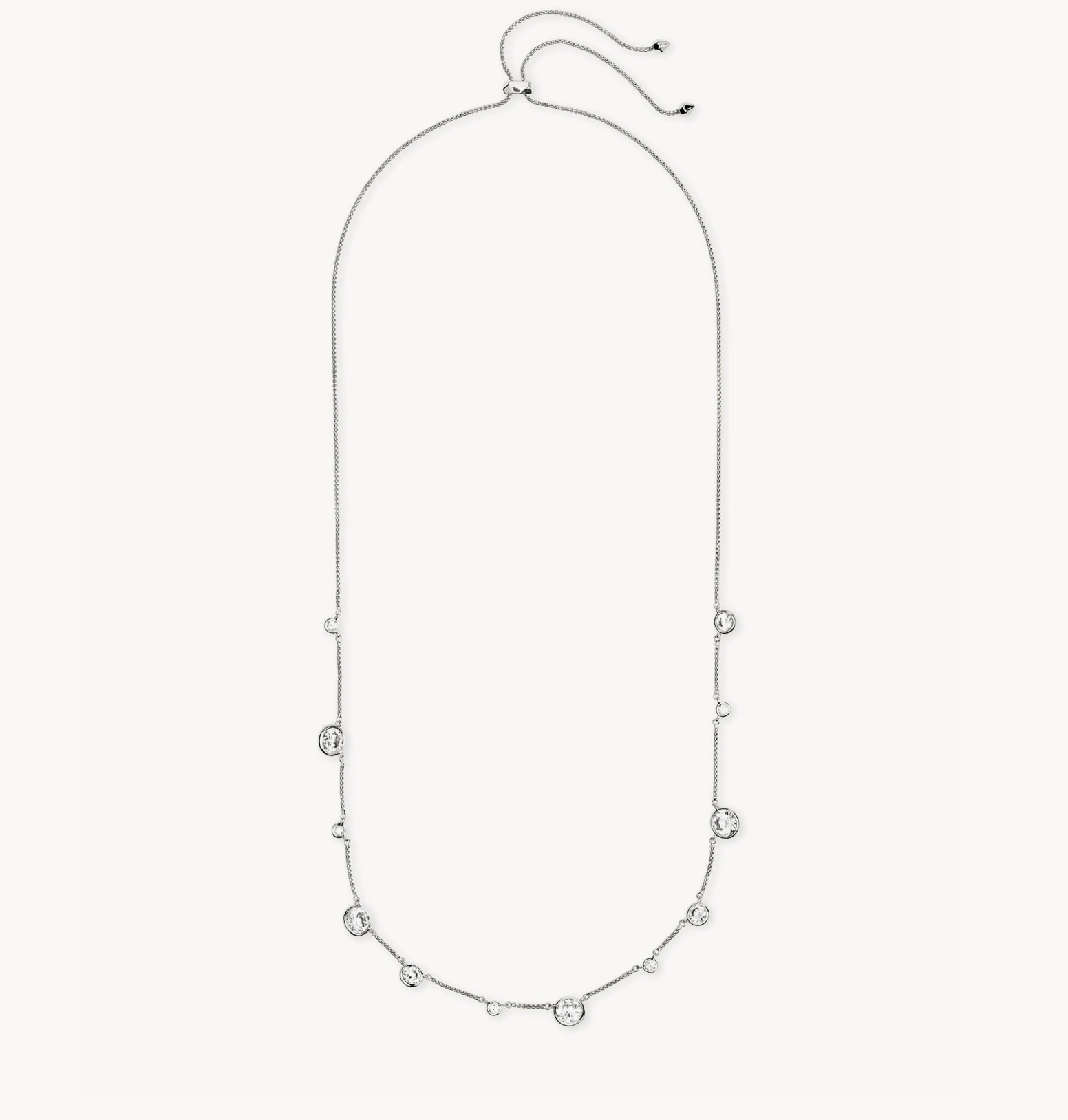 Clementine Necklace White Metal Rhod