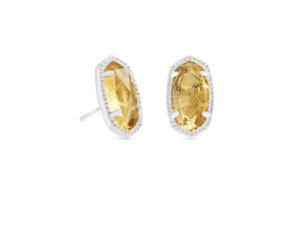 Ellie Earrings Rhodium Orange Citrine Quartz