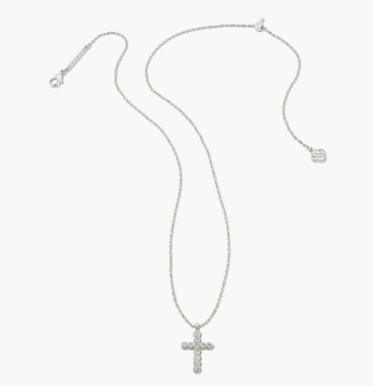 Gracie White Rhod Cross Pendant Necklace