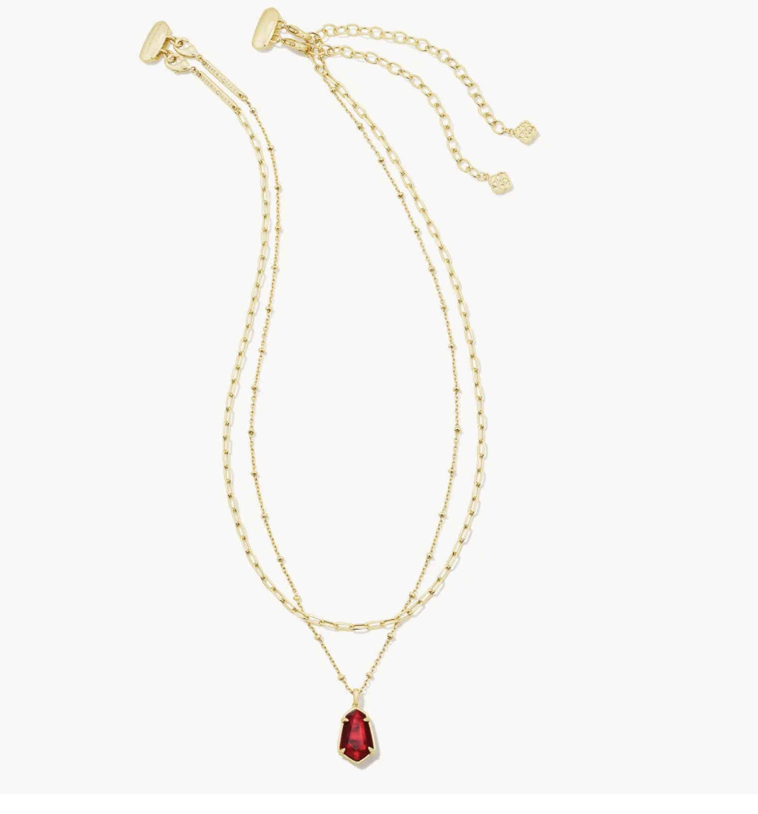 Alexandria Gold Cranberry Illusion Multi Strand Necklace