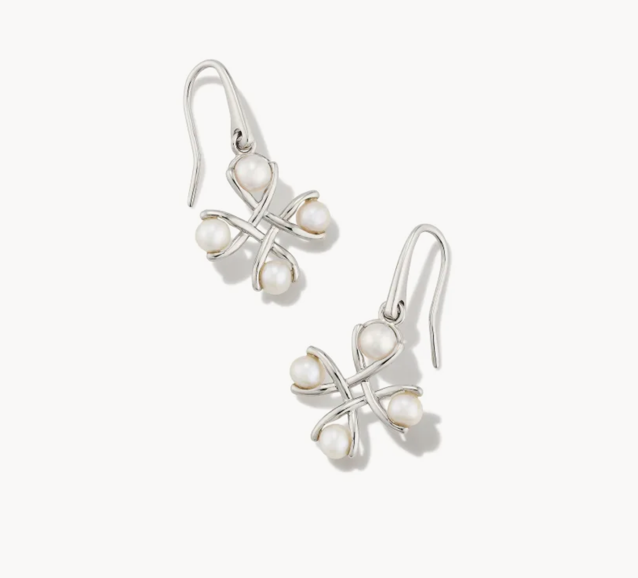 Everleigh Drop White Rhod Pearl Earrings