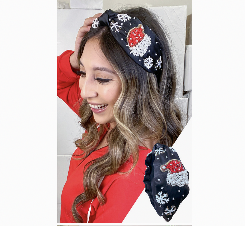 Santa Hat & Snowflake Knot Headband