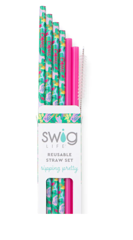 Paradise Reusable Straw Set with Cleaning Brush