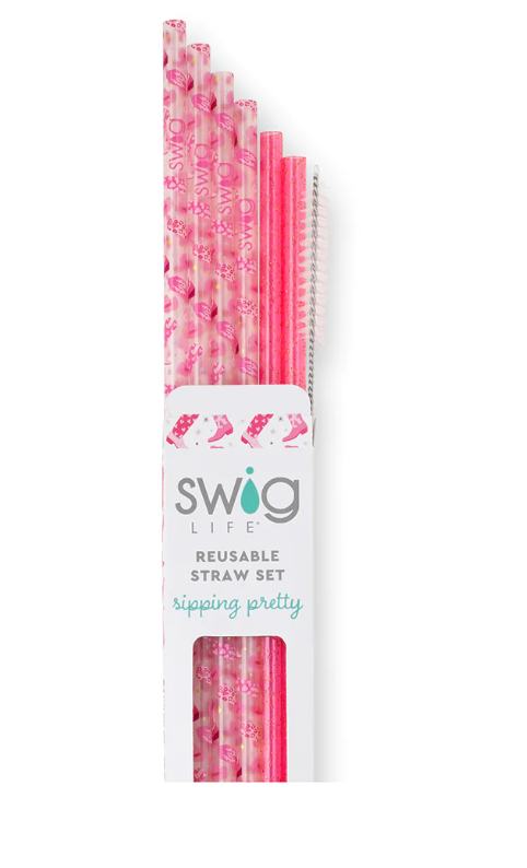 Let's Go Girl's Reusable Straw Set with Cleaning Brush