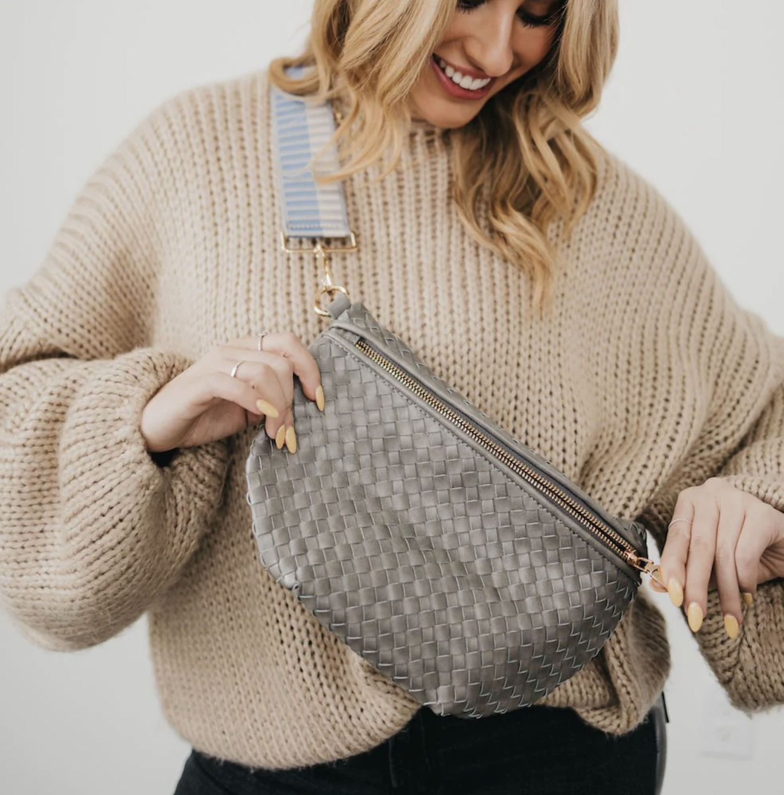 Woven Westlyn Bum Bag - Gray