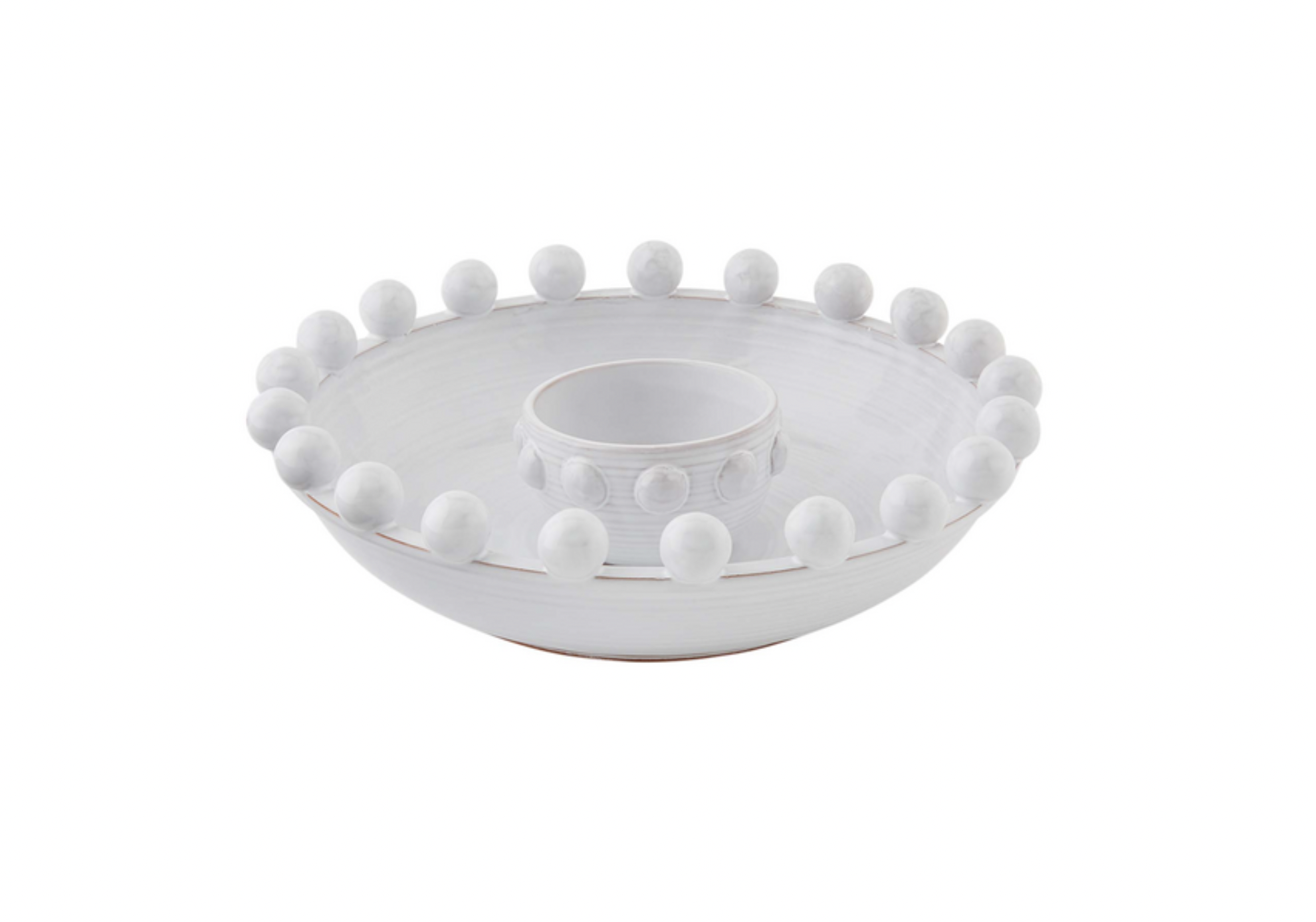 White Beaded Chip and Dip Bowl