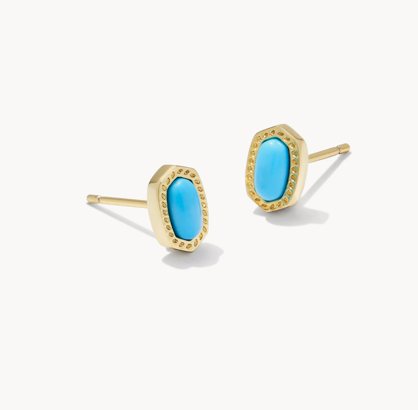 Mini Ellie Stud Earrings-Gold Turquoise