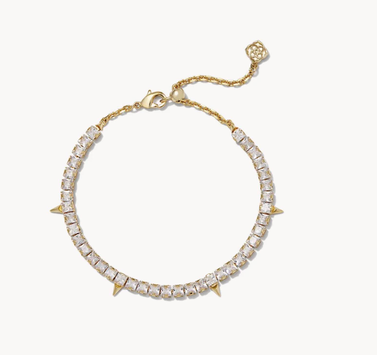 Jacqueline Tennis Bracelet Gold White Crystal