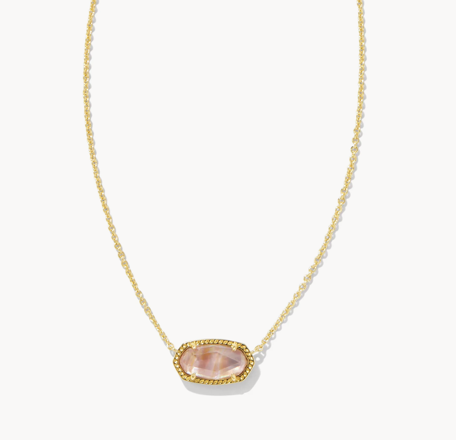 Elisa Gold Pink Irridescent Abalone Necklace
