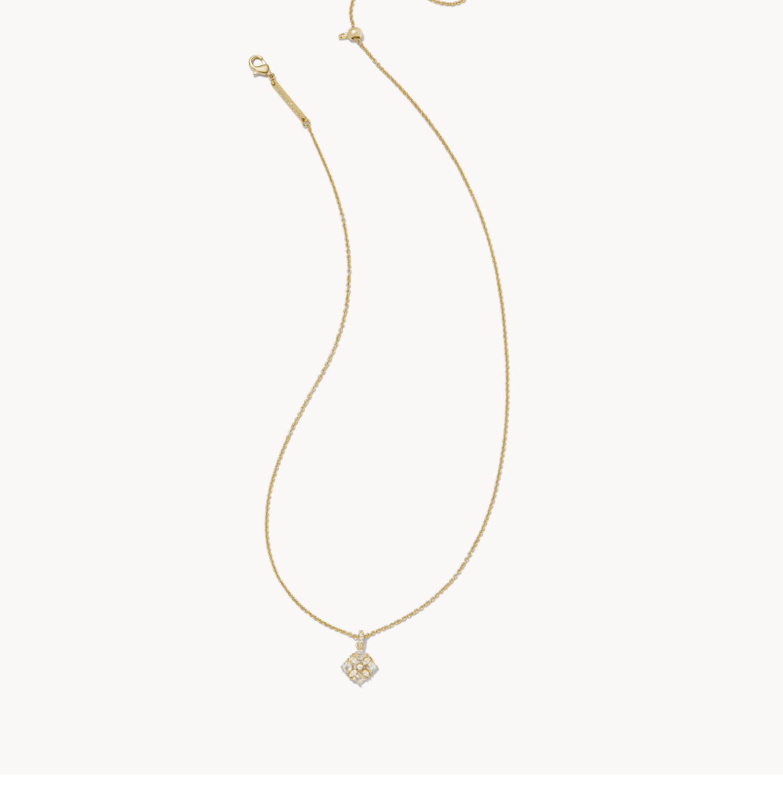 Dira Crystal Pendant Necklace-Gold White Crystal
