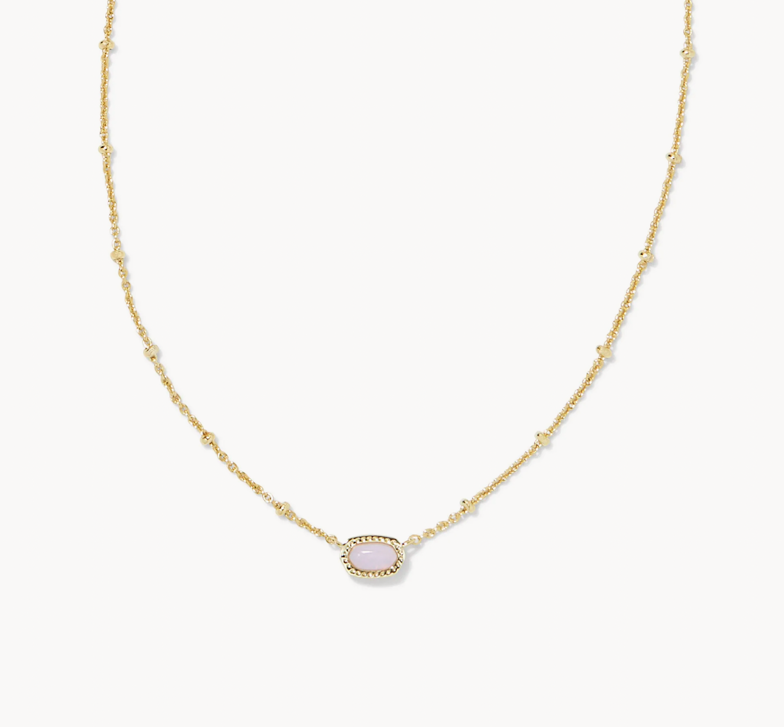 Mini Elisa Gold Pendant Necklace-Pink Opalite Crystal