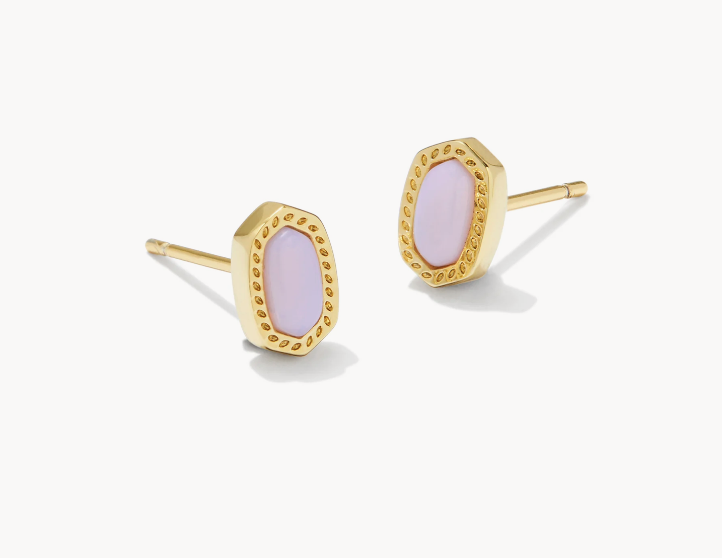 Ellie Mini Stud Earrings Gold Pink Opalite Crystal