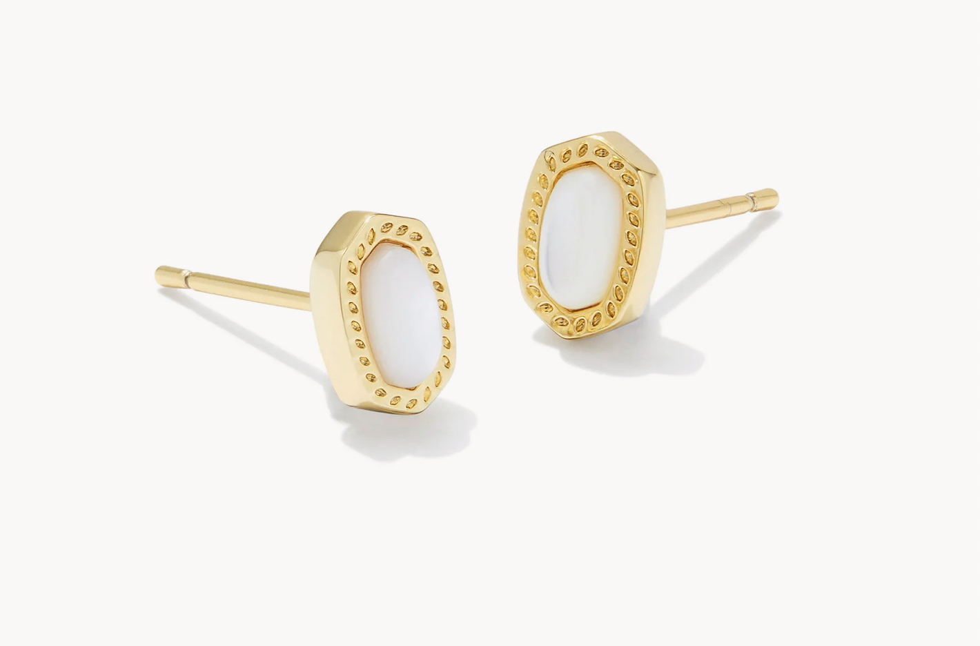 Ellie Mini Stud Earrings Gold Ivory Mop