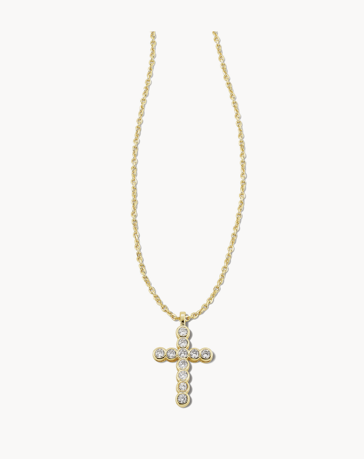 Cross Crystal Pendant White Gold Necklace