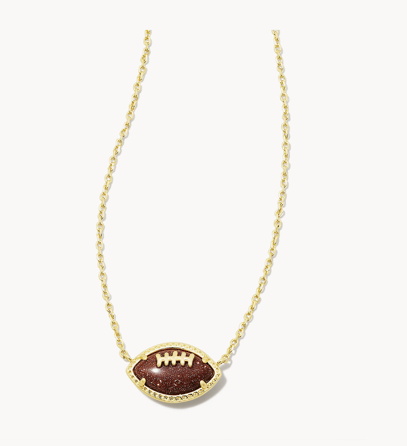 Kendra Scott Football Short Pendant Nickel Gold Orange Goldstone