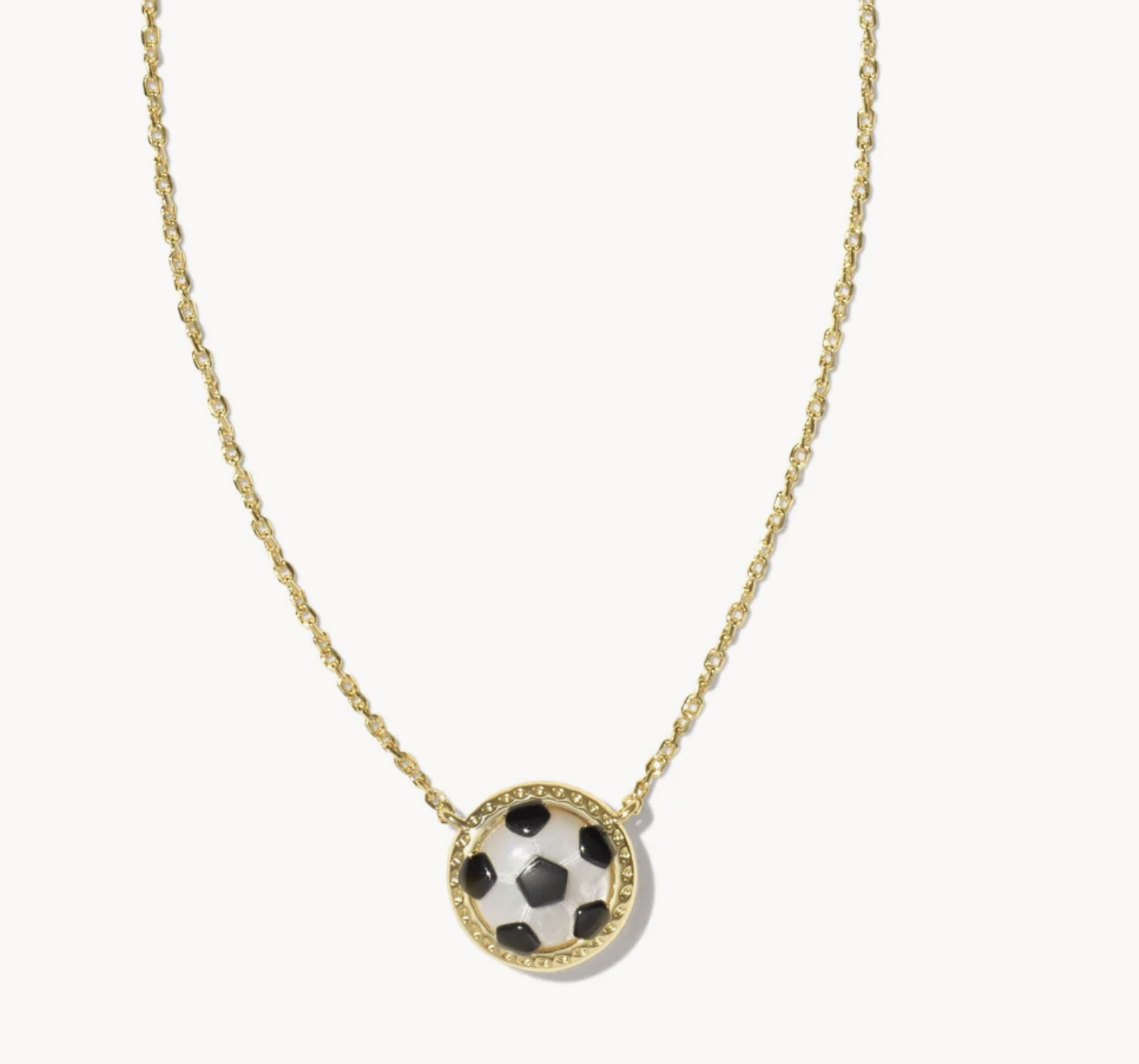 Soccer Short Pendant Necklace Gold Ivory Mop