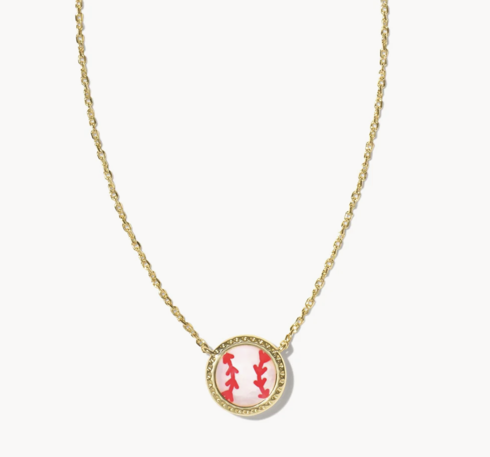 Baseball Short Pendant Necklace Gold Ivory Mop
