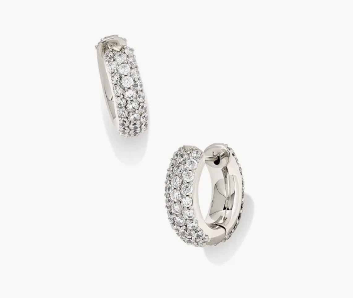 Mikki Pave Huggie Earring Rhodium Metal